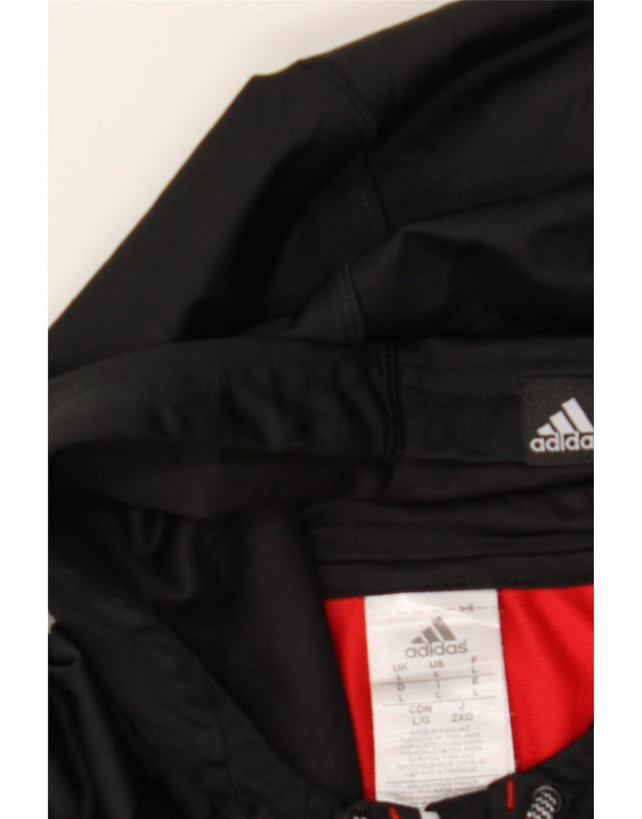 ADIDAS Mens Zip Hoodie Sweater Large Red Colourblock Polyester Vintage Adidas and Second-Hand Adidas from Messina Hembry 