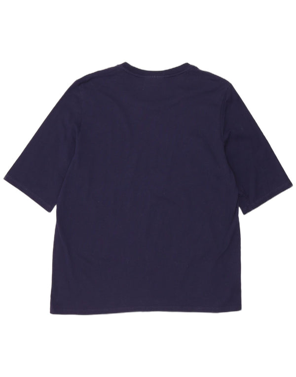 Lacoste Dame T-Shirt Top Størrelse 44 Large Marineblå Bomuld