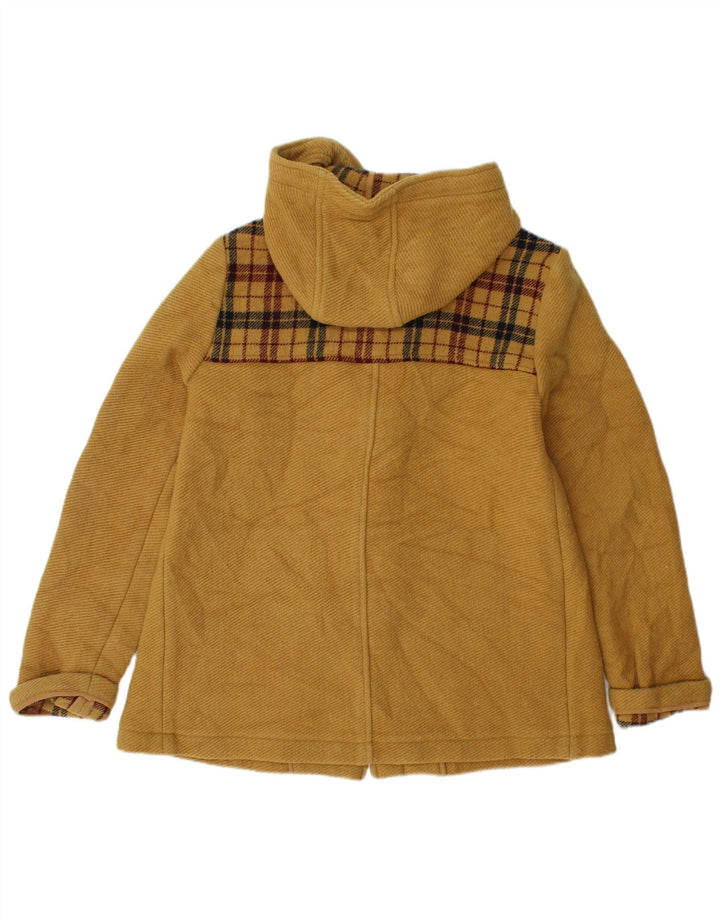 Topshop Womens Hooded Duffle Jacket UK 10 Small Yellow Check Wool