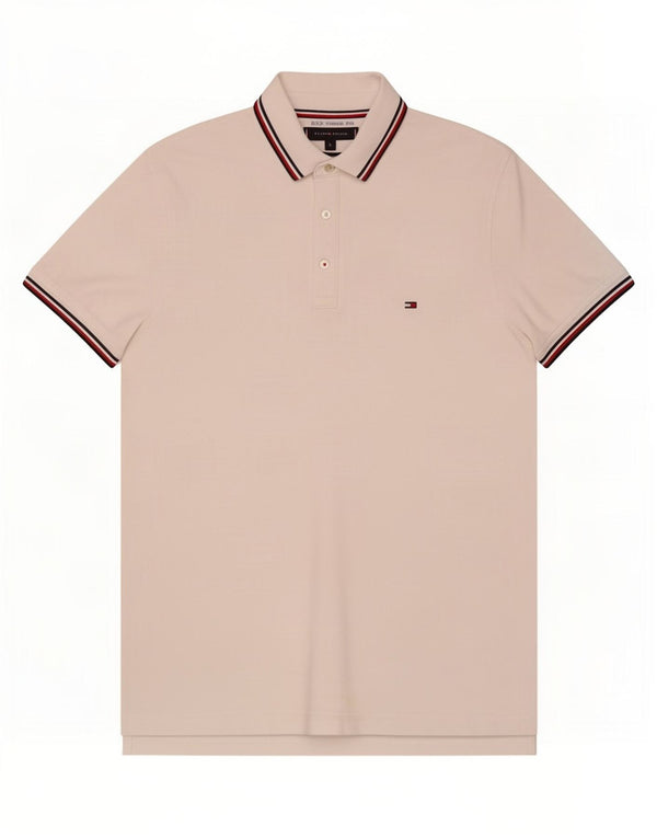 Polo slim fit da uomo Tommy Hilfiger grande cotone a righe bianche
