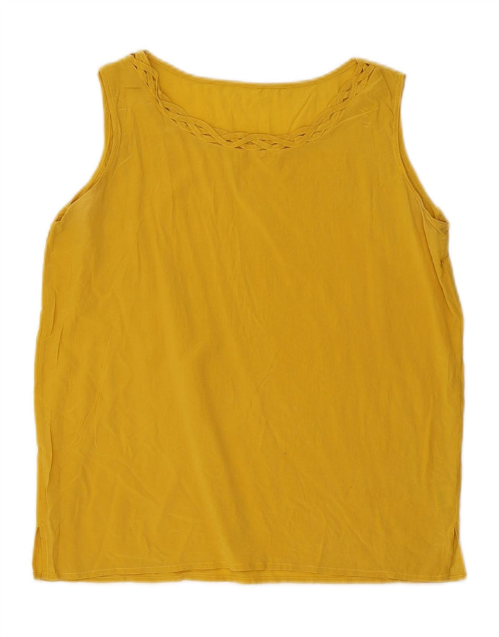 VINTAGE Womens Sleeveless Blouse Top UK 12 Medium Yellow Silk Vintage Vintage and Second-Hand Vintage from Messina Hembry 