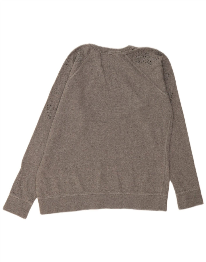 Superdry Womens Sweatshirt Jumper UK 14 Medium Grey Cotton
