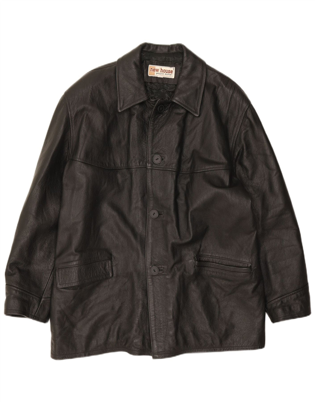 Vintage Mens Leather Jacket UK 40 Large Black Leather