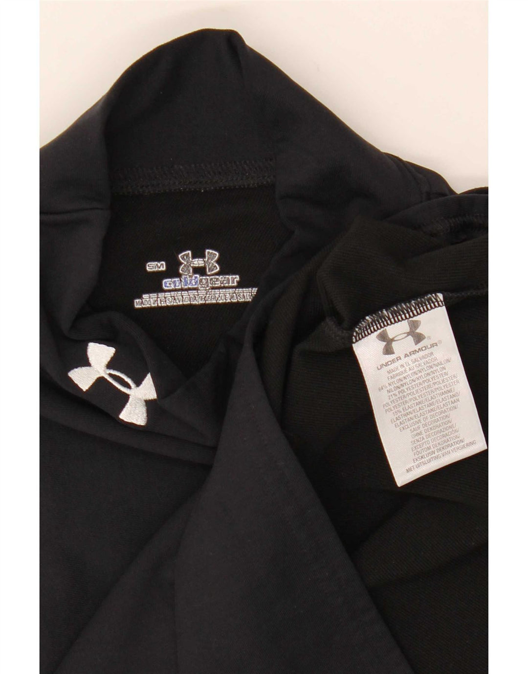 Under Armour Mens Cold Gear Top manga longa poliéster preto pequeno