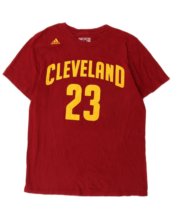 T-shirt grafica Adidas da uomo Cleveland Top in cotone rosso medio