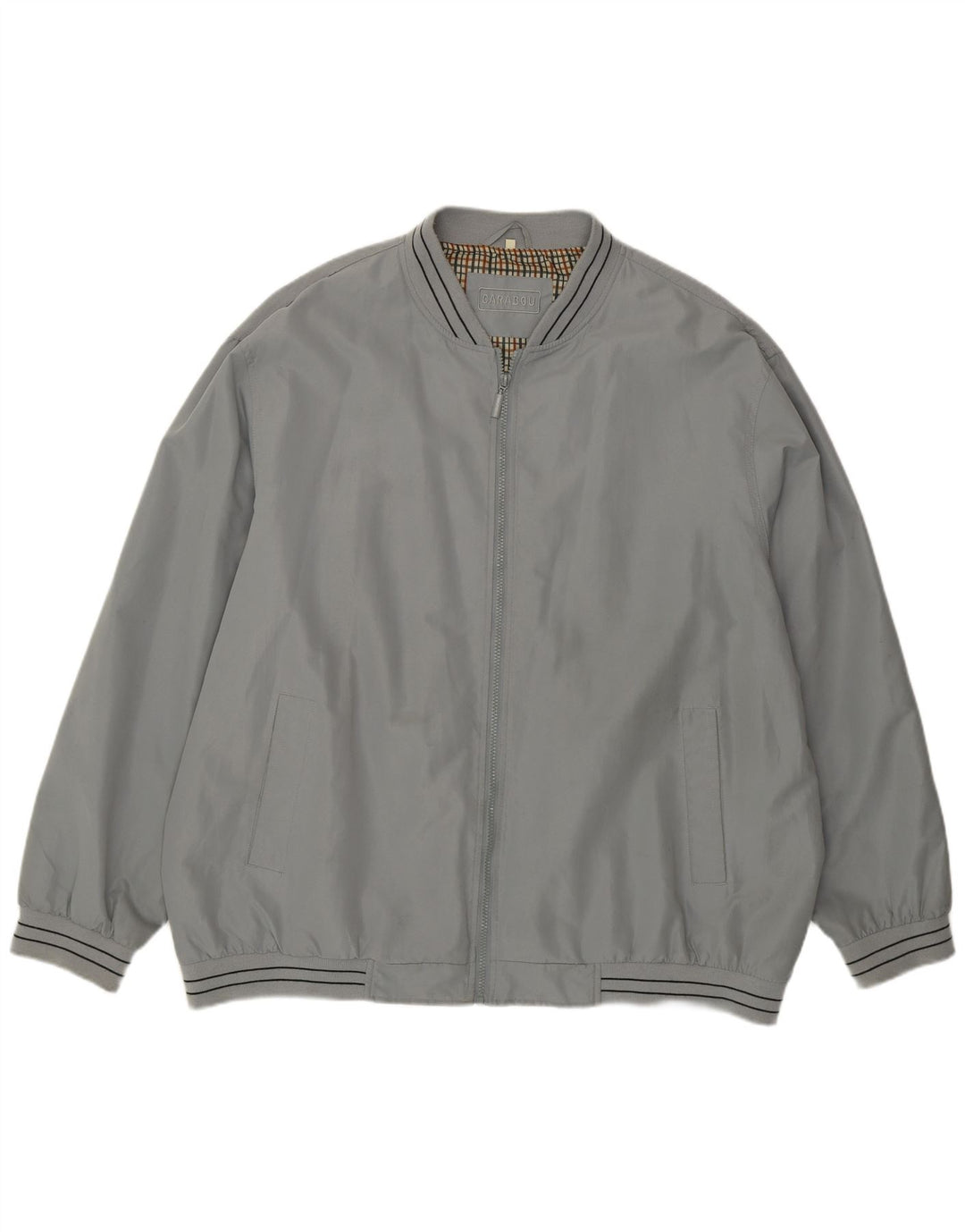 CARABOU Mens Bomber Jacket UK 46 3XL Grey Polyester