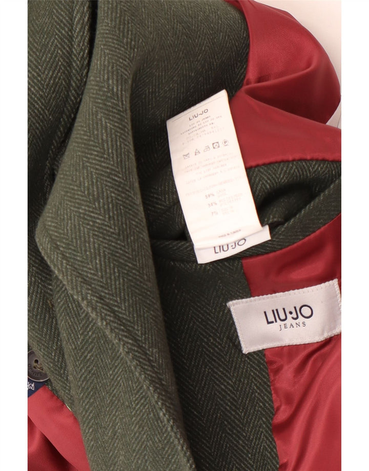 Liu Jo Herre Pea Coat UK 40 Large Green Sildebensuld