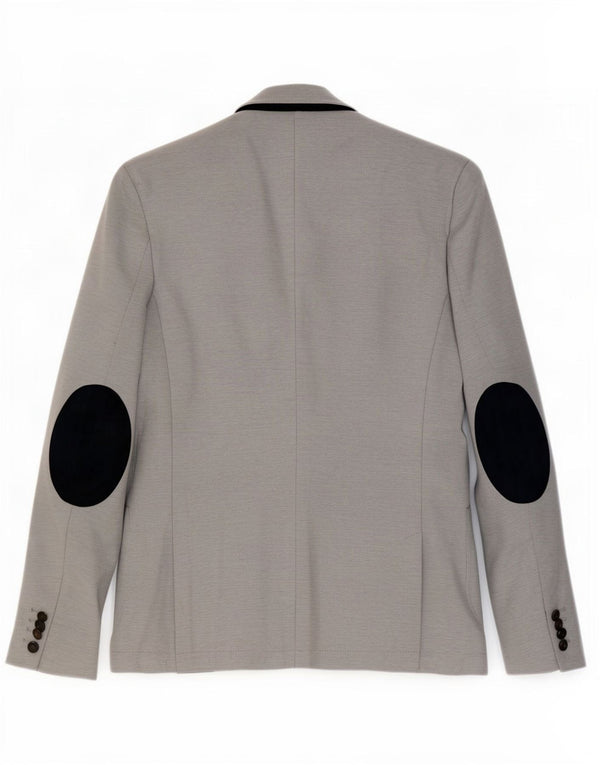 Zara Mens 2 Button Blazer Jacket EU 52 Large Grey Colourblock Polyester