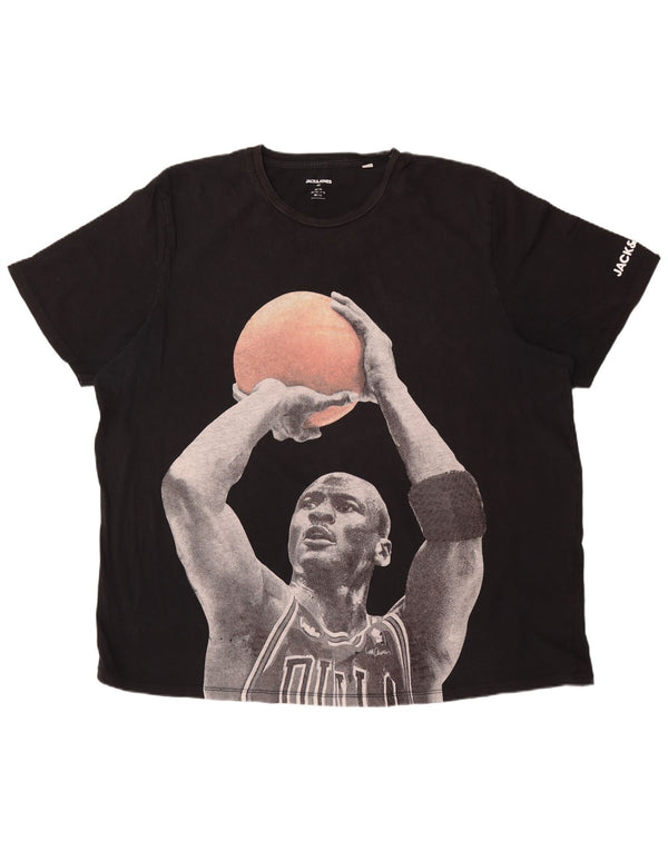 Jack & Jones Tricou grafic Michael Jordan pentru bărbați Top 3XL bumbac negru