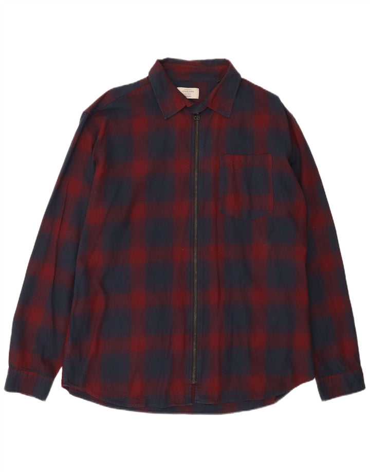 Jack & Jones Mens Flannel Shirt 2XL Red Check Cotton