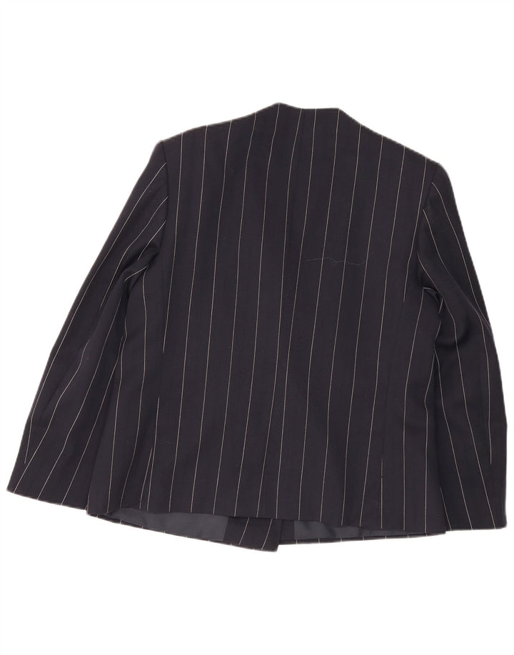 ELENA MIRO Womens 2 Button Blazer Jacket UK 18 XL Navy Blue Striped Wool