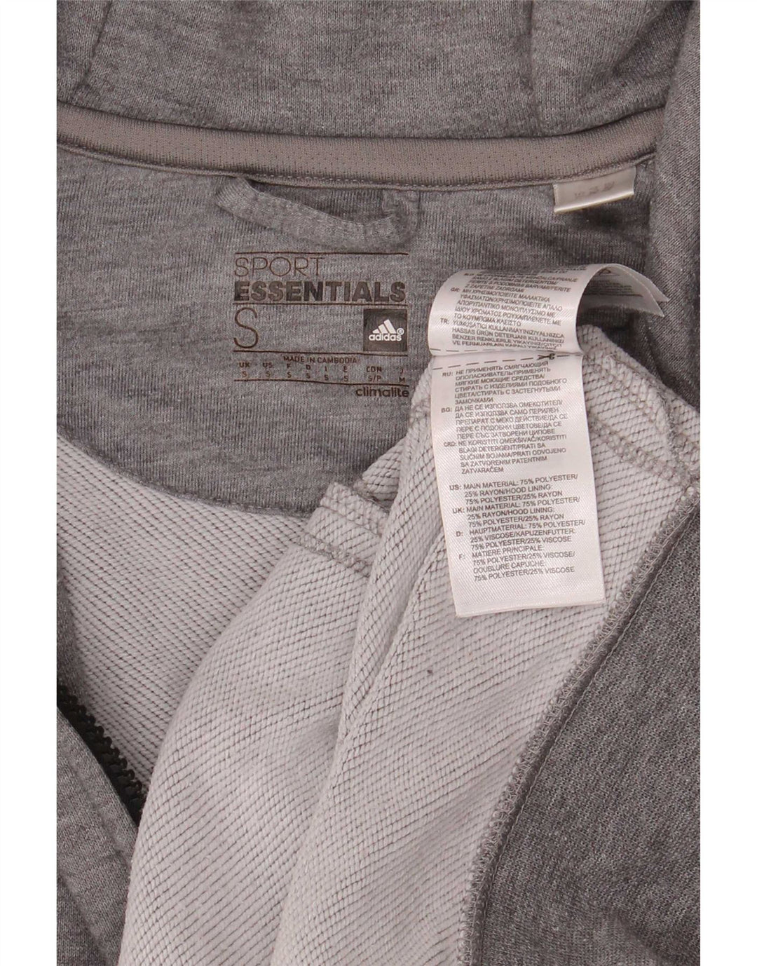 Adidas Mens Climalite Zip Hoodie Sweater Small Grey Flecked Polyester