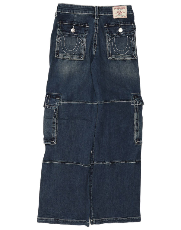 True Religion Dame Cargo Wide Leg Jeans W26 L33 Blå Bomuld