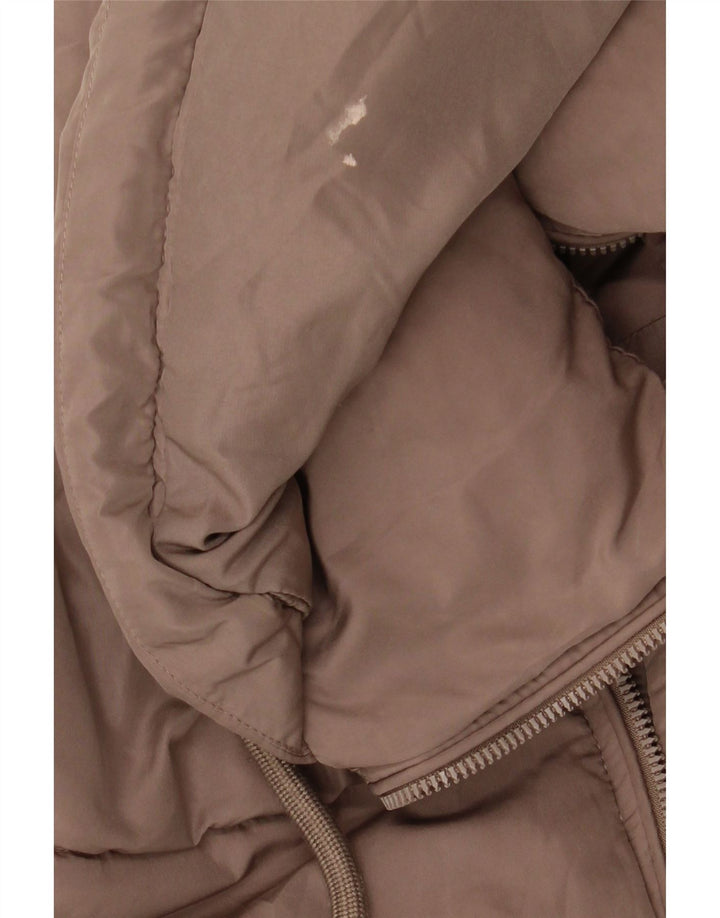 Zara Womens Hooded Oversized Padded Jacket UK 14 Medium Brown Polyester