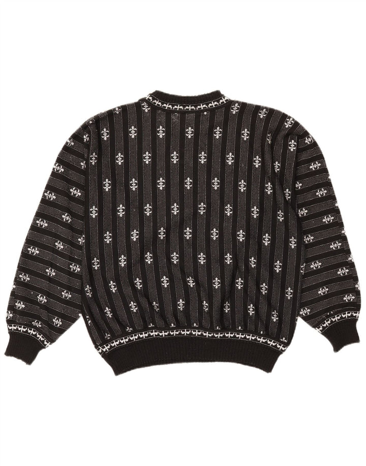 C & A Womens Oversized Crew Neck Jumper Sweater UK 14 Medium Black Striped