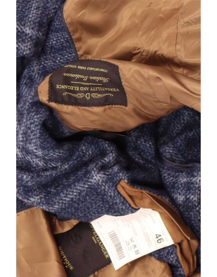 Soprabito vintage da uomo IT 46 piccolo in poliestere a quadri blu navy