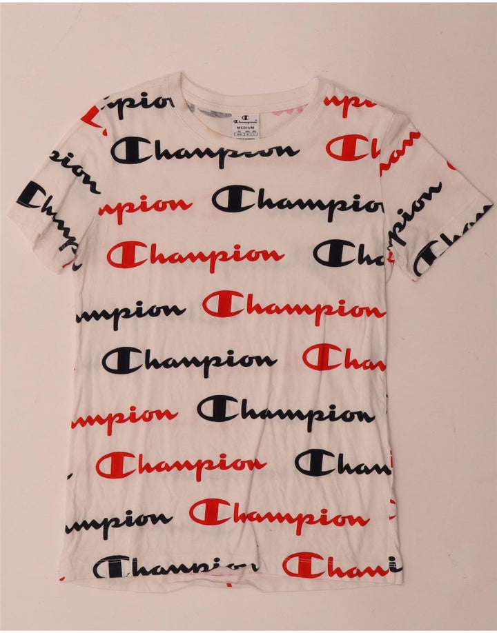 Champion Womens Graphic T-Shirt Top UK 12 Medium White