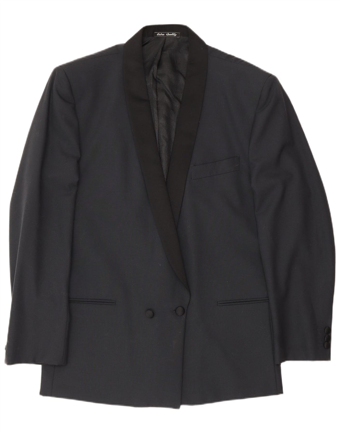 Profilo Mens Double Breasted Blazer Jacket IT 48 Medium Black Virgin Wool