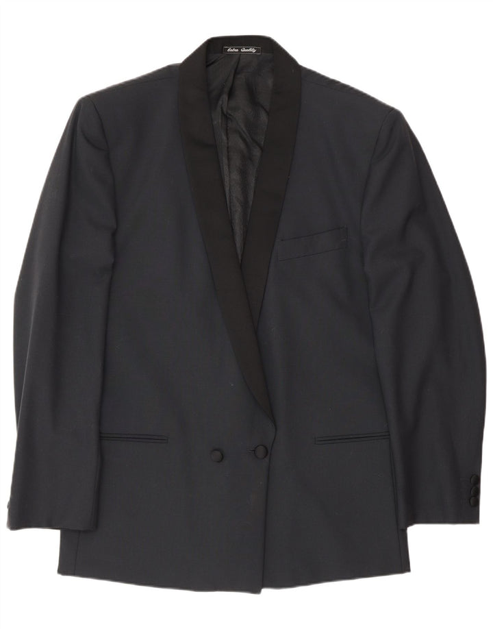 Profilo Mens Double Breasted Blazer Jacket IT 48 Medium Black Virgin Wool