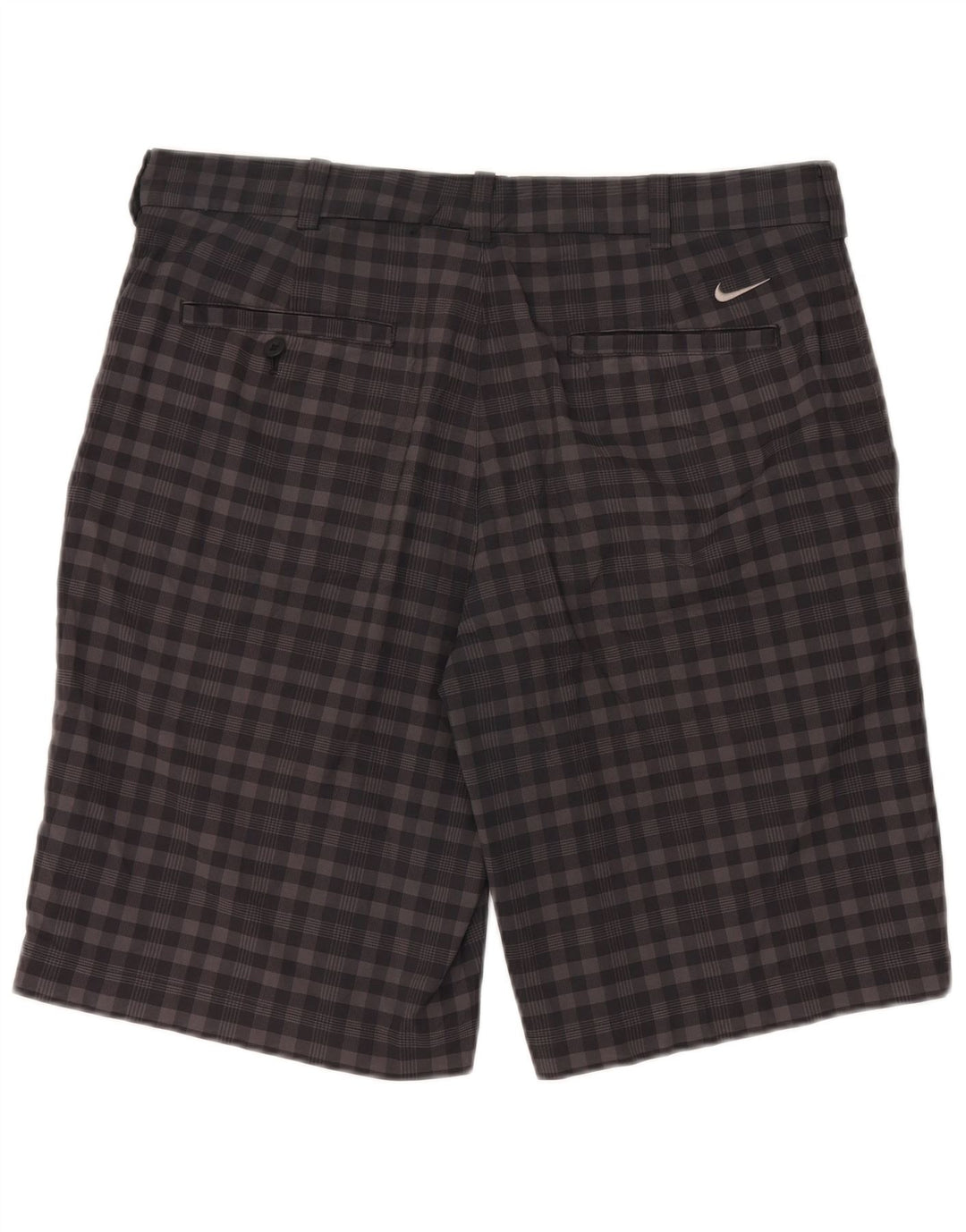 Nike Mens Dri Fit Chino Shorts W34 Large Grey Gingham Polyester