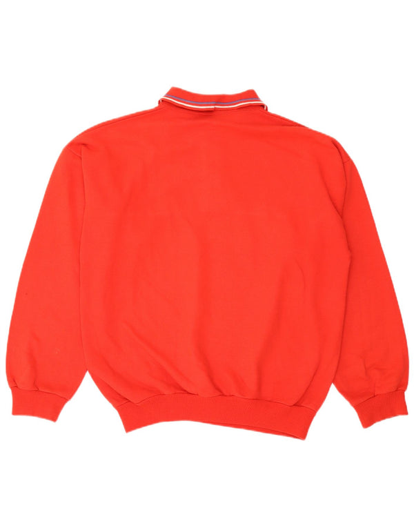 Vintage Mens Polo Neck Sweatshirt Jumper Large Red Striped Cotton