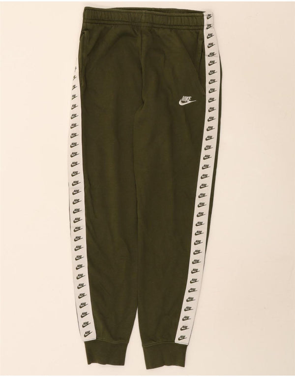 Nike Mens Graphic Tracksuit Trousers Joggers Small Khaki Colourblock Cotton