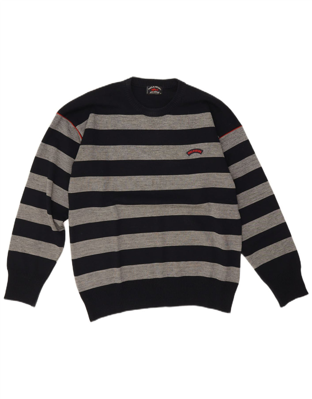 Paul & Shark Mens Crew Neck Jumper Sweater Medium Navy Blue Striped