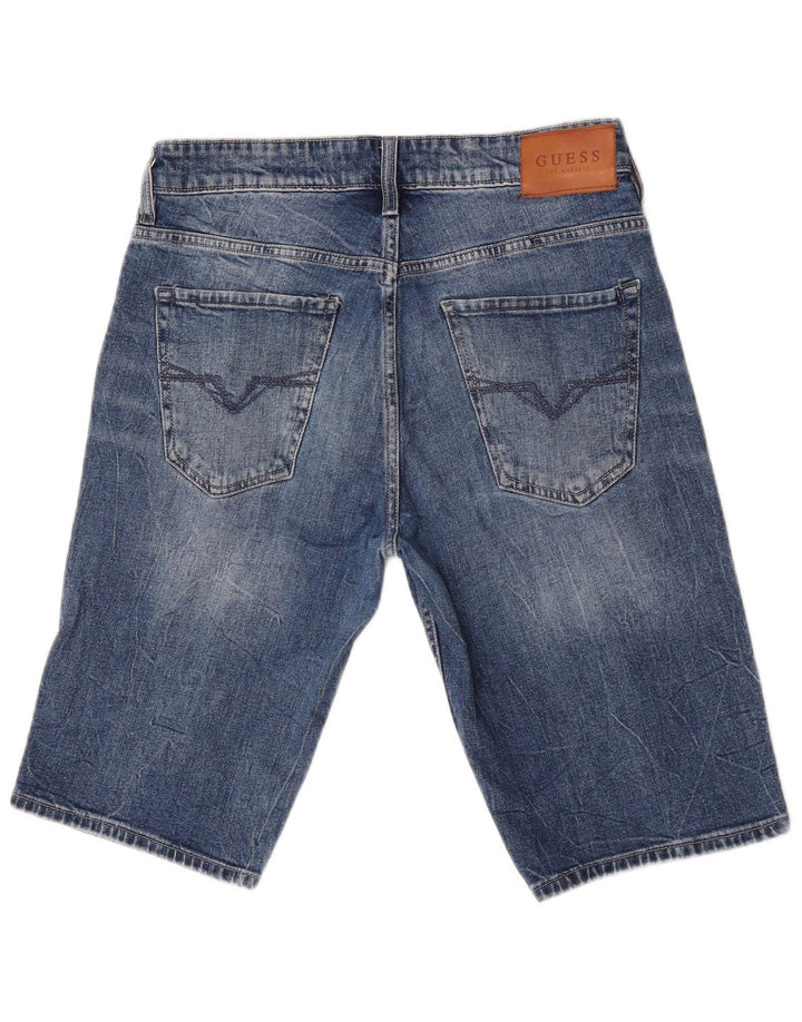 Guess Mens Regular Denim Shorts W30 Medium Blue Cotton