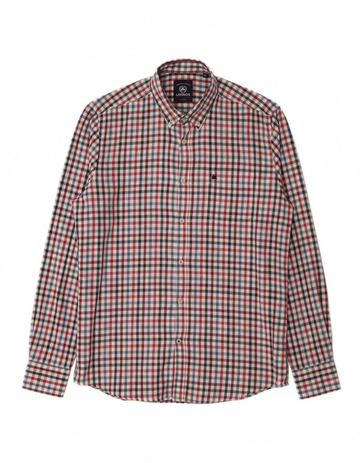 LERROS Mens Flannel Shirt Medium Red Check Cotton