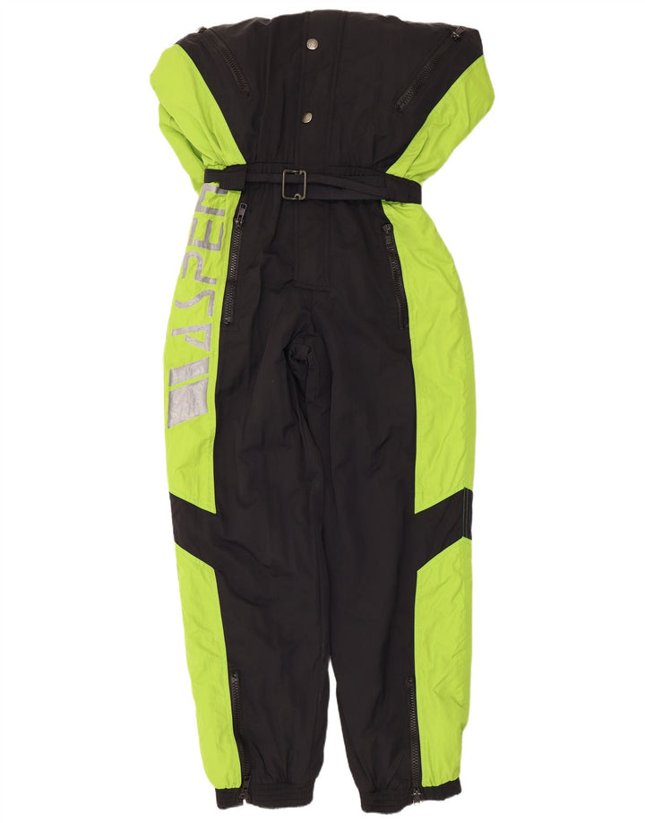 Vintage Mens Graphic Ski Jumpsuit Medium Black Colourblock Polyamide