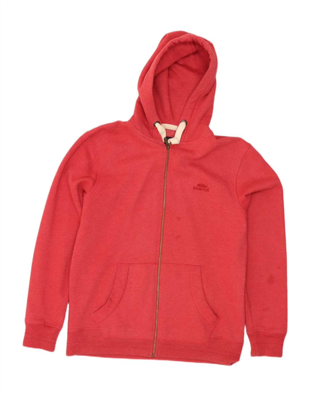 Weird Fish Mens Zip Hoodie Sweater Medium Red Cotton