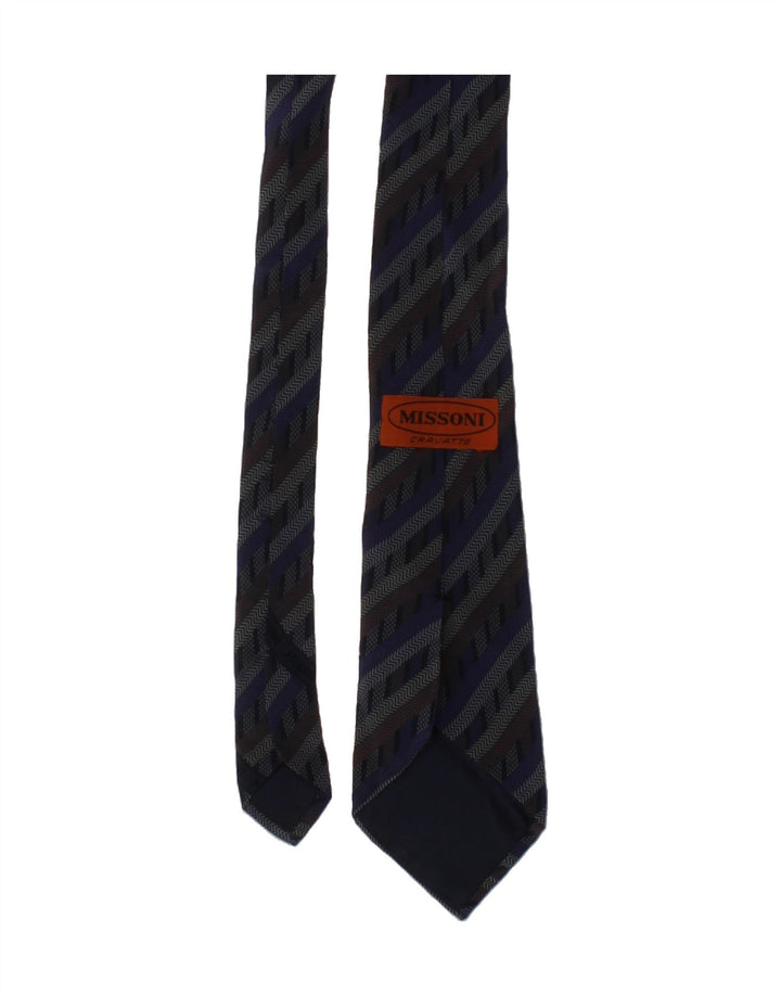 MISSONI Mens Cravatte Tie One Size Blue Striped Vintage Missoni and Second-Hand Missoni from Messina Hembry 