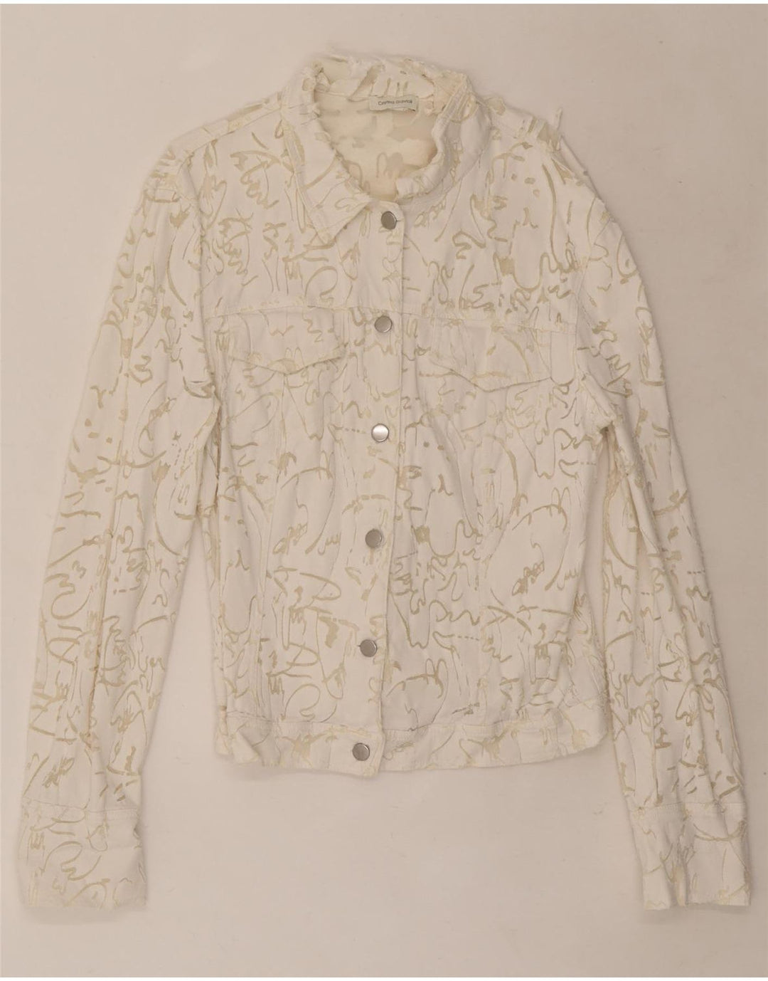 Cristina Gavioli Womens Abstract Pattern Bomber Jacket UK 14 Medium White