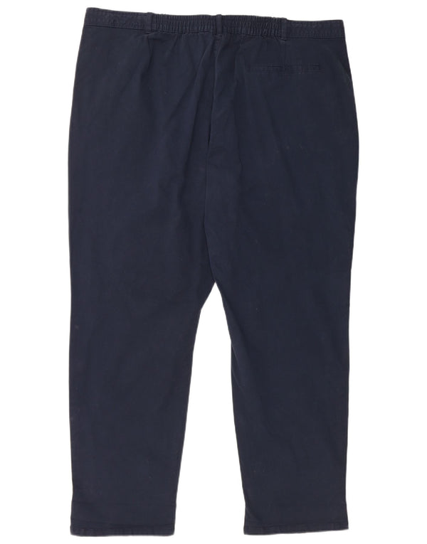 M&Co Womens Tapered Chino Trousers UK 22 3XL W42 L29 Navy Blue Cotton