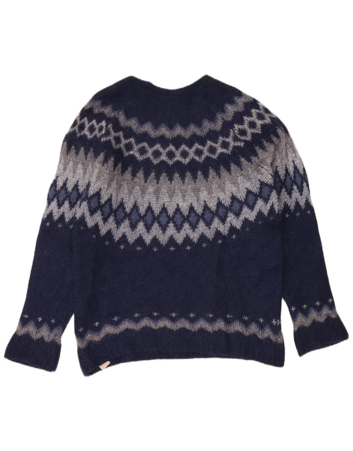 Massimo Dutti Womens Boat Neck Jumper Sweater UK 14 Medium Navy Blue