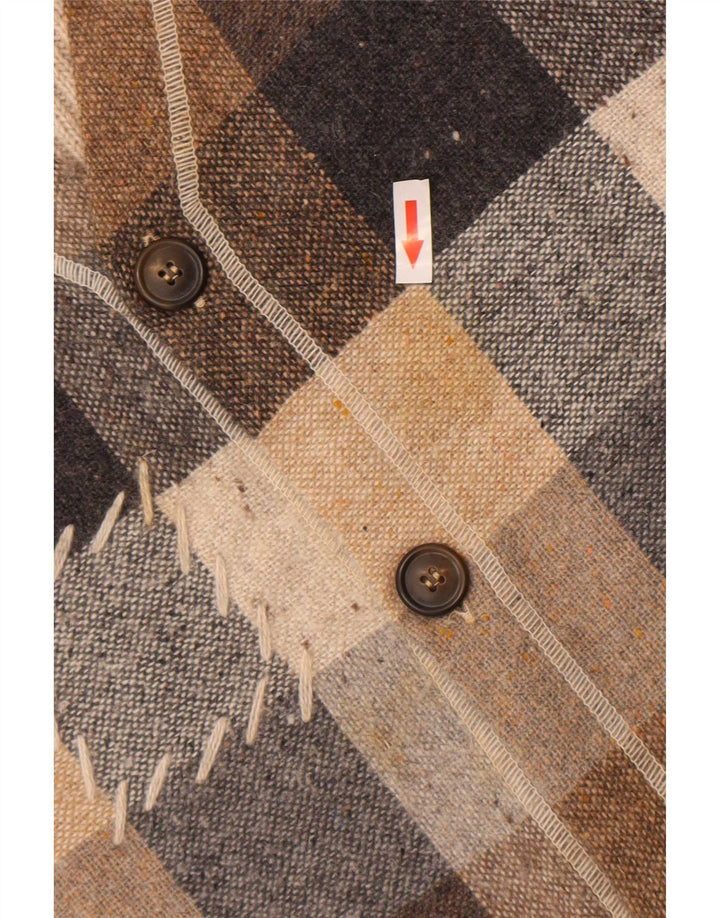 Gilet da uomo vintage in acrilico a quadri beige di grandi dimensioni