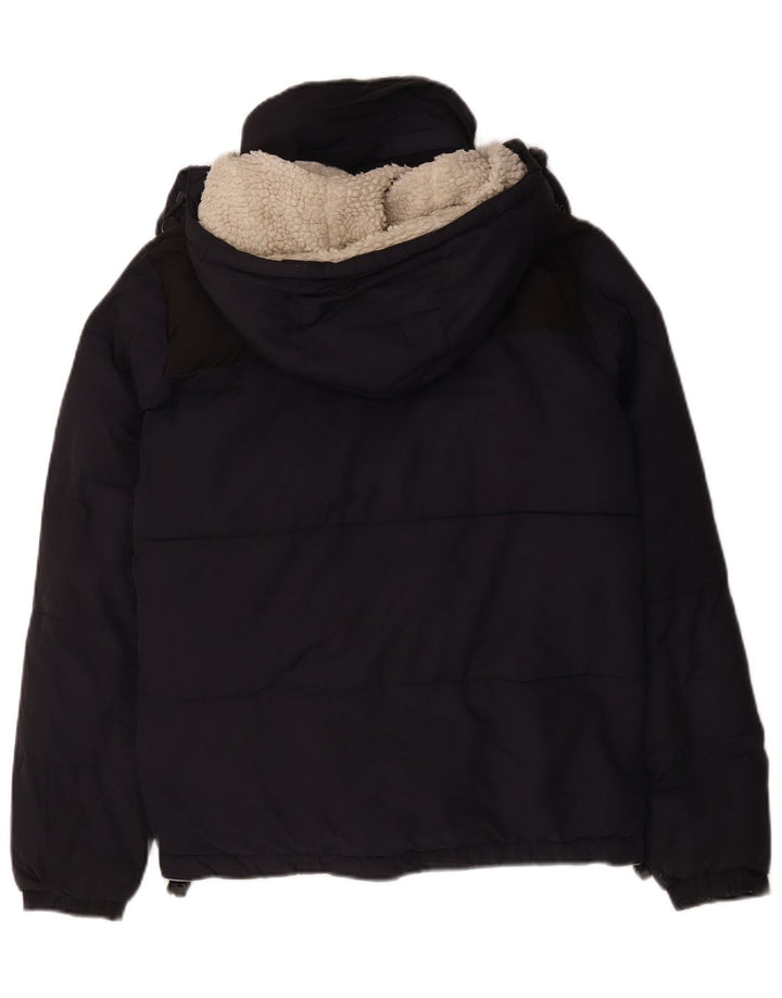Superdry Veste matelassée à capuche pour hommes UK 36 Small Bleu Marine Polyester