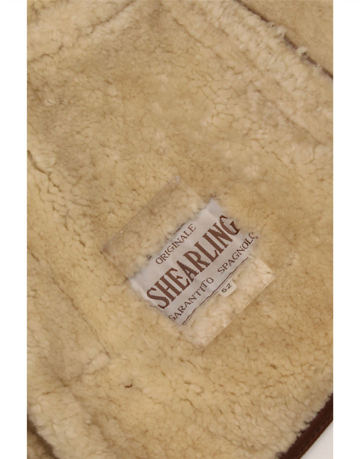 VINTAGE Herre Shearling Jacket IT 52 XL Brun Shearling
