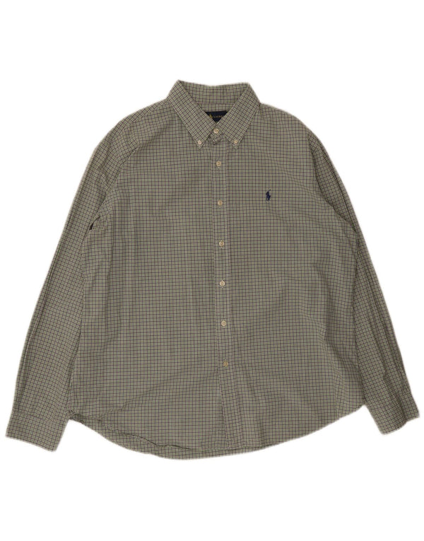 Ralph Lauren Camisa de ajuste personalizado para hombre XL Algodón a cuadros verde