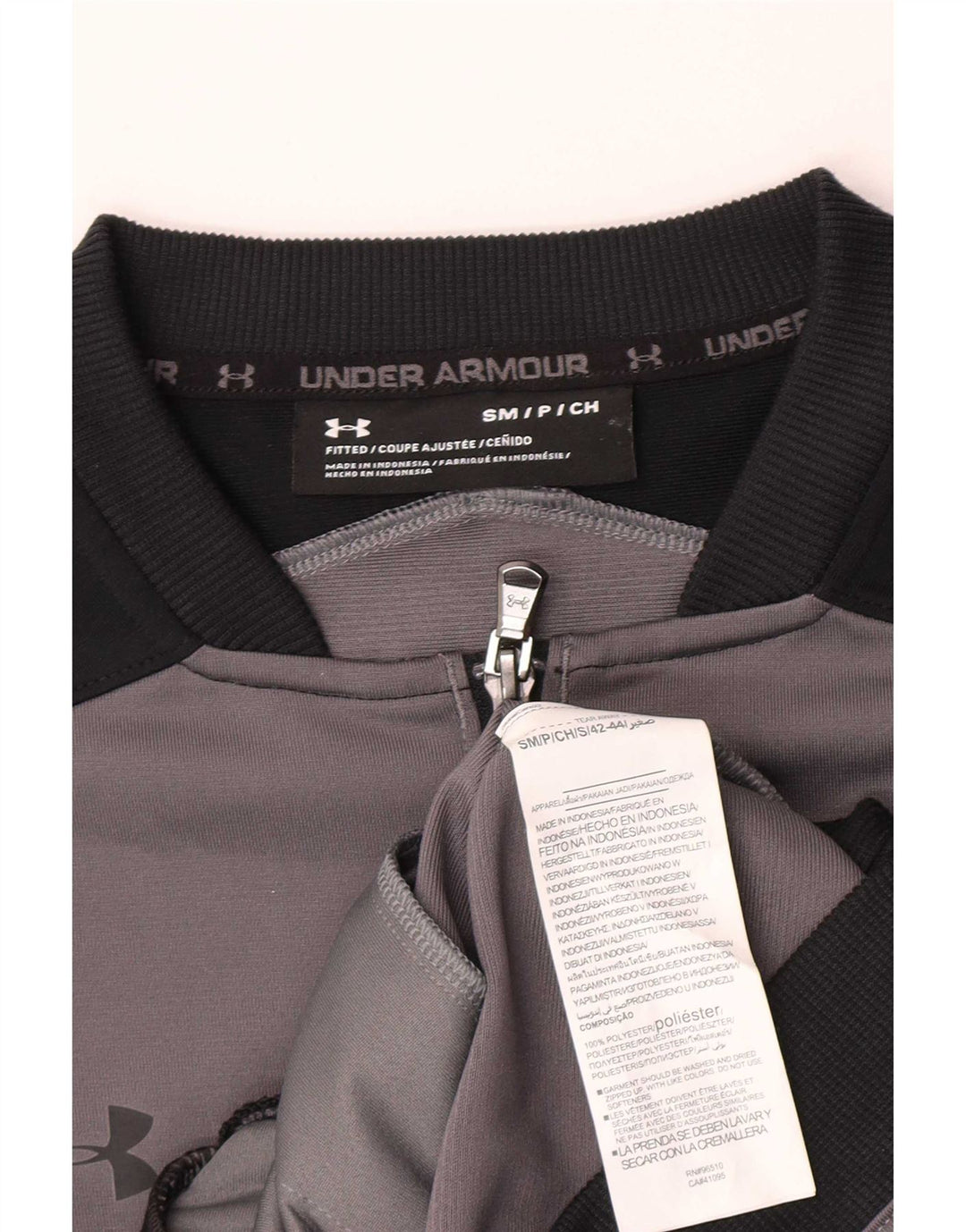 Under Armour Herren-Trainingsanzug-Top-Jacke, kleines graues Colourblock-Polyester