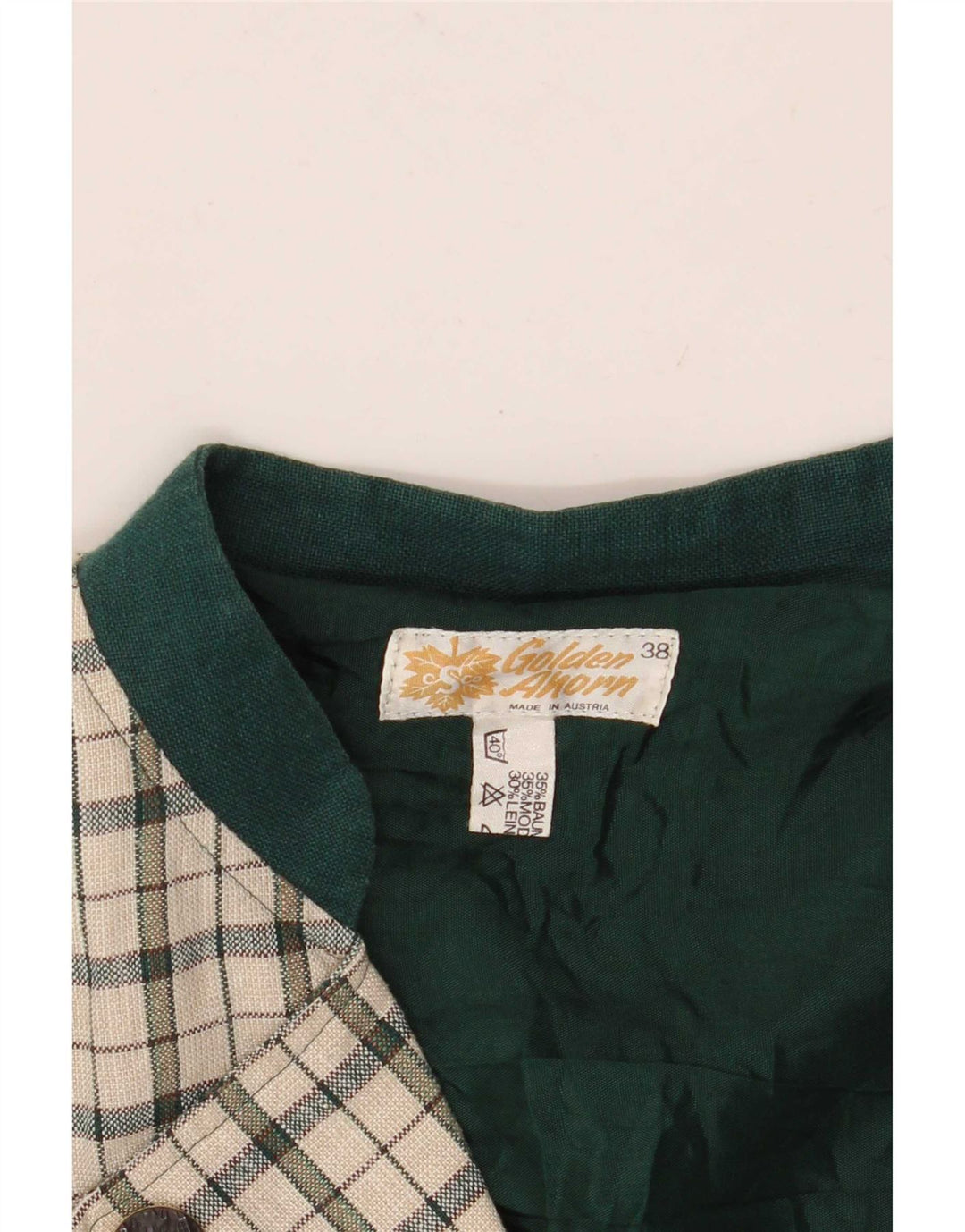 Giacca blazer doppiopetto vintage da donna EU 38 medio bianco sporco a quadri