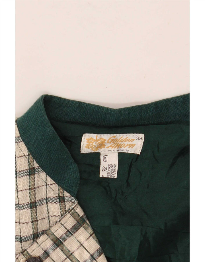 Giacca blazer doppiopetto vintage da donna EU 38 medio bianco sporco a quadri
