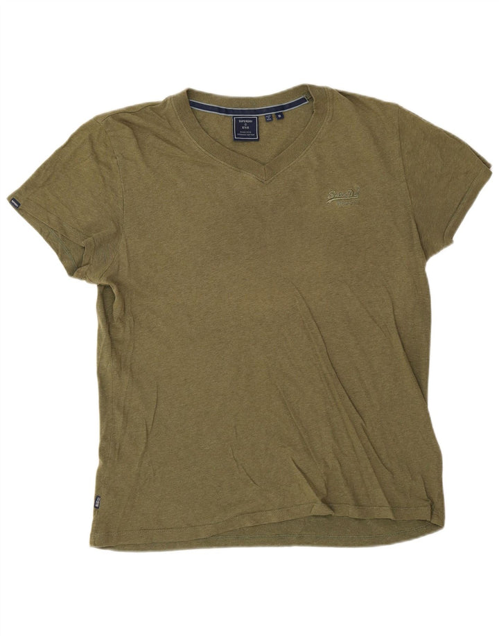Superdry Mens T-Shirt Top Medium Khaki Cotton
