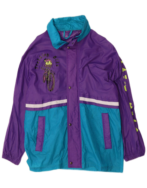 Brugi Mens Graphic Rain Jacket UK 38 Medium Purple Colourblock Nylon