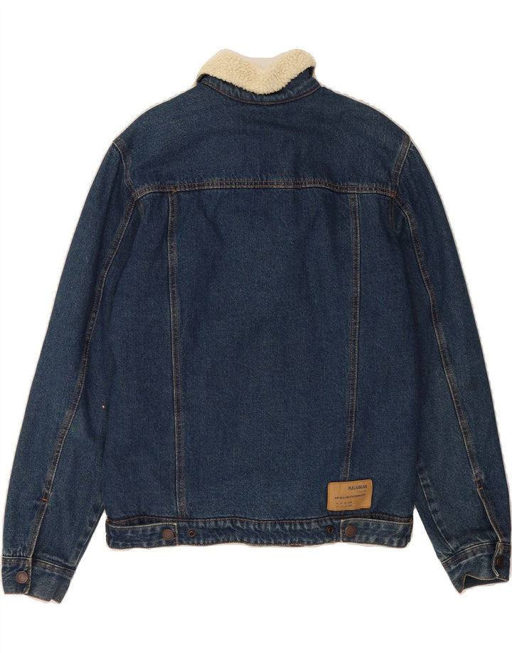 PULL & BEAR Mens Denim Sherpa Jacket UK 36 Small Blue Cotton Vintage Pull & Bear and Second-Hand Pull & Bear from Messina Hembry 
