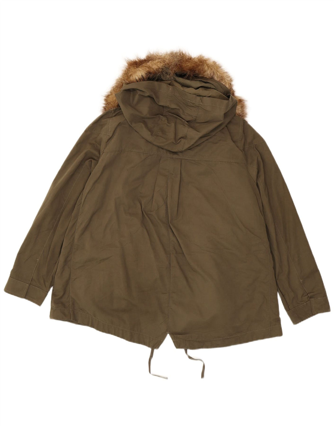 MARKS & SPENCER Oversized Parkajakke med hætte til kvinder DK 14 Stor Khaki