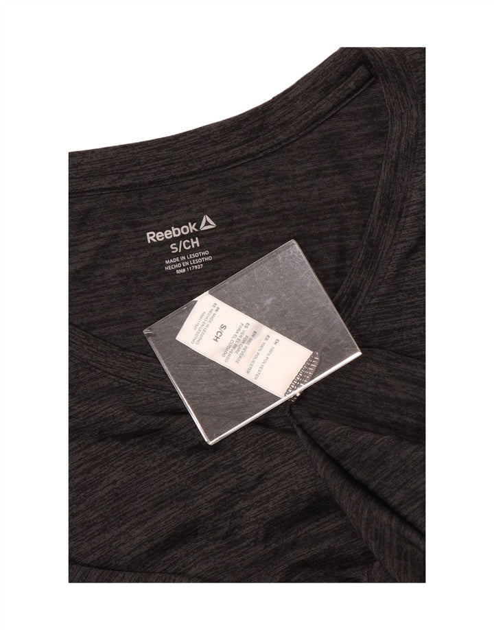 REEBOK Womens Top Long Sleeve UK 10 Small Grey Flecked Polyester