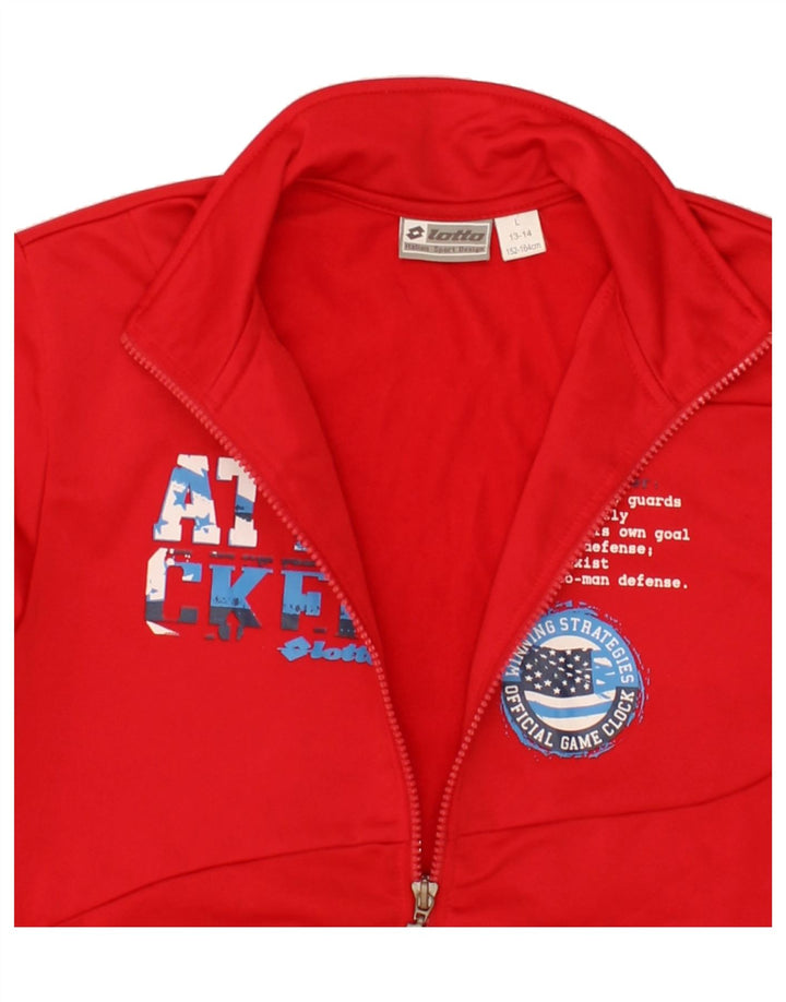 LOTTO Boys Graphic Tracksuit Top Jacket 13-14 Years Large Red Polyester Vintage Lotto and Second-Hand Lotto from Messina Hembry 