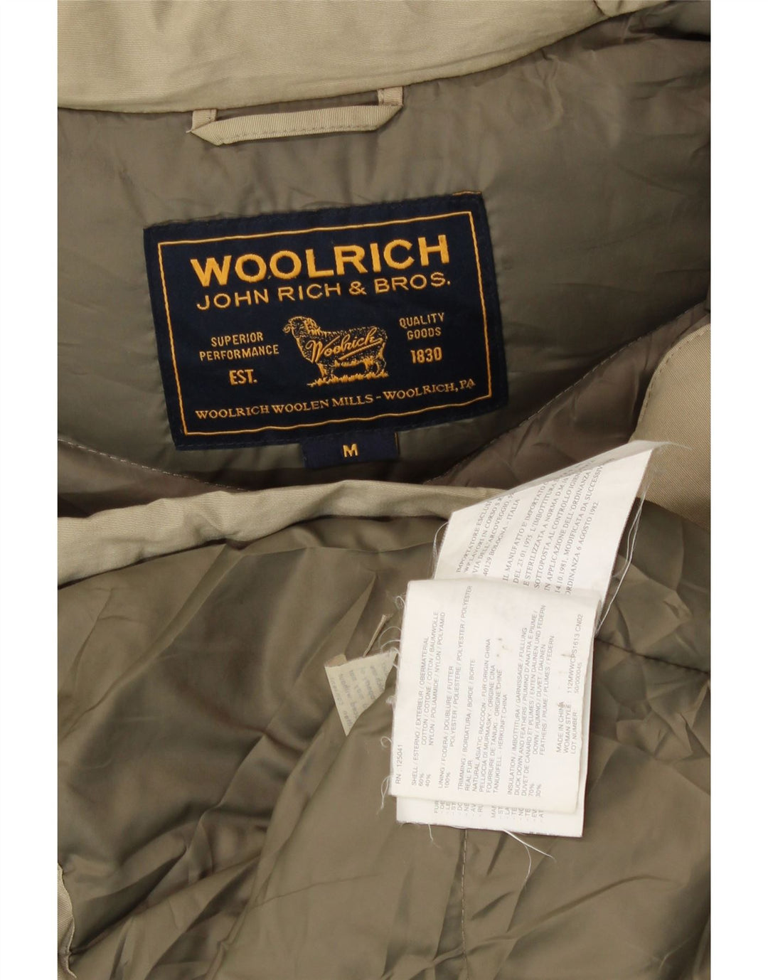 WOOLRICH Womens Hooded Padded Jacket UK 14 Medium Green Cotton