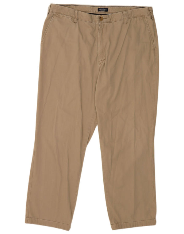 Nautica Mens Classic Fit Straight Chino Trousers W40 L32 Beige Cotton